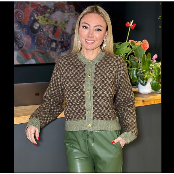 ZARA Rare Wool-Blend Knit Cardigan NWT – Gold Button Jacket – Size L - Picture 13 of 16